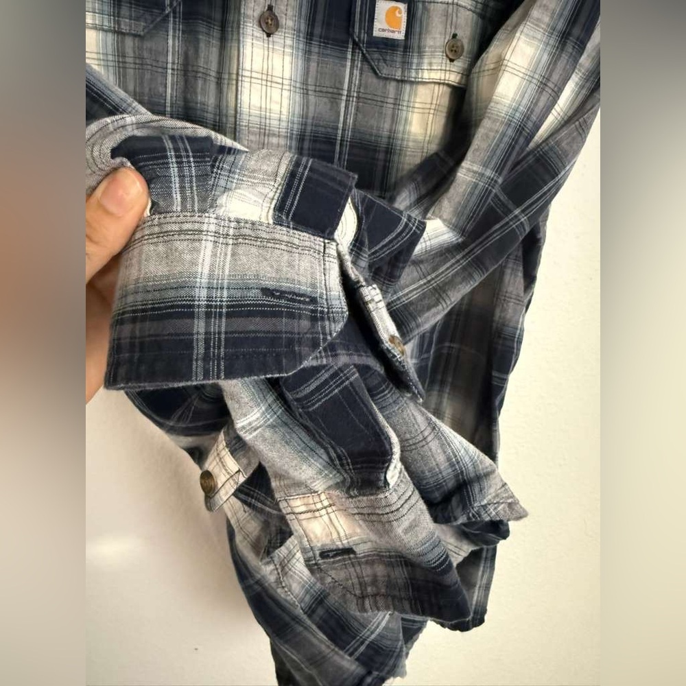 Carhartt Men's Blue and White Plaid Shirt - Picture 3 of 6